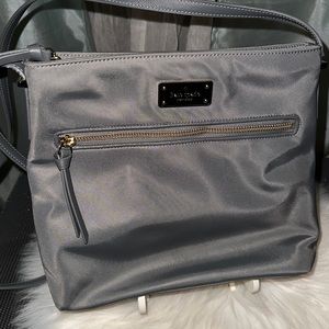 (EUC) Kate Spade Nylon Gray Crossbody with Adjustable Leather Strap